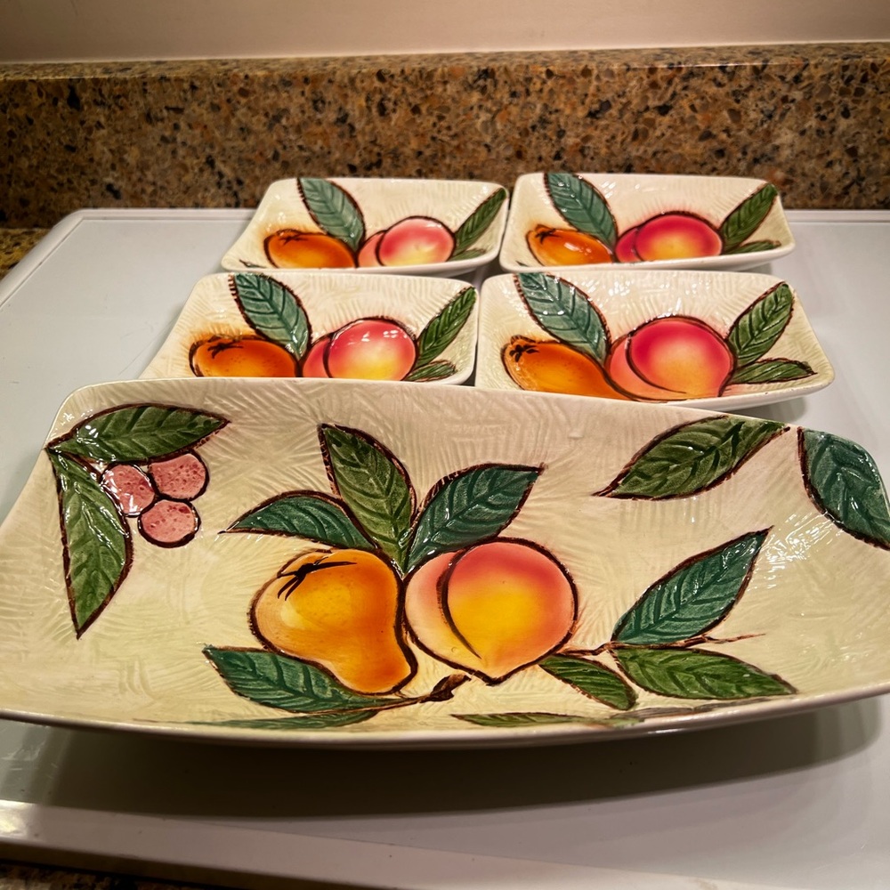 Vibrant Fruit Design Ceramic Serveware Set, Platter 12x6” Dishes 4.5x6” - Picture 11 of 13